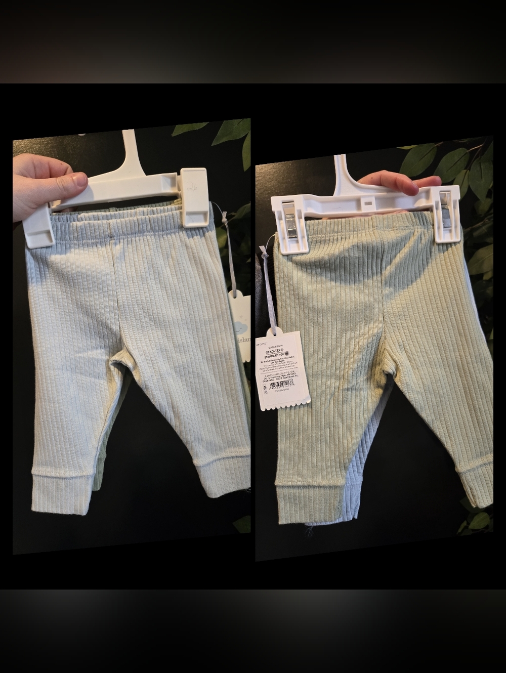 Ribbed 2 Pack Of Pants Blue / Green Newborn NWT
